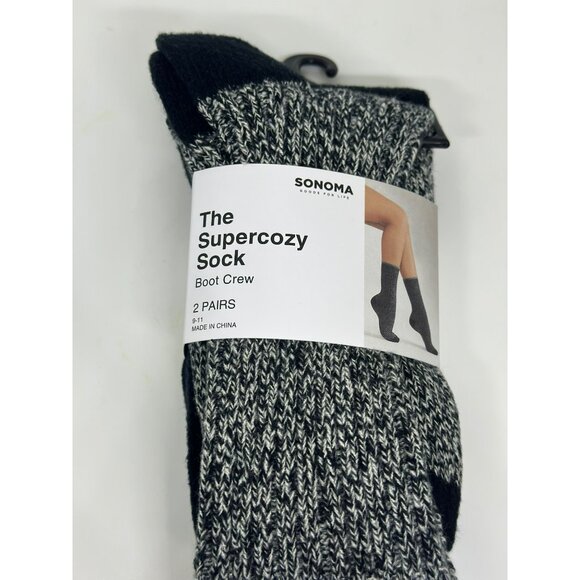 NWT Sonoma Supercozy Boot Crew Socks 2-Pair Cozy Warm One Size Winter - Picture 2 of 4